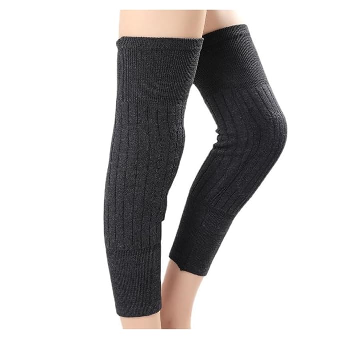 Dark gray ribbed leg warmers on a white background