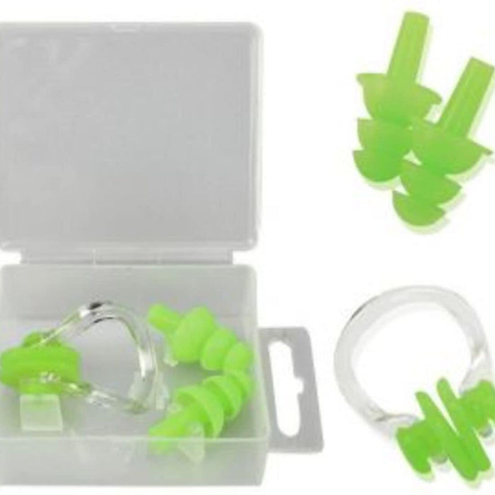Digital Shoppy Baby Care Ear Nose Navel Cleaning Tweezers Safety Forceps Plastic Cleaner Clip (green)) with (green) Silicone Swimming Nose Clip with Ear Plugs Set for Swimming or Other Watersports