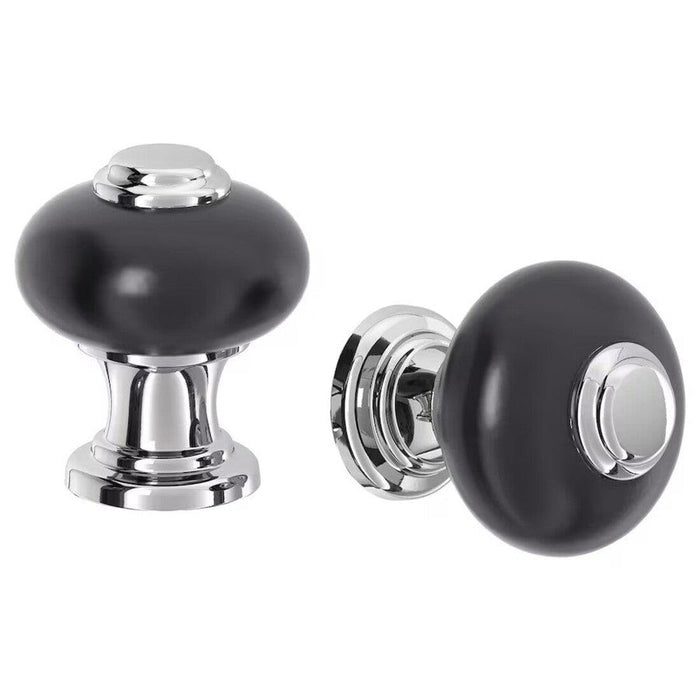 IKEA Hook, bamboo 6.4x11 cm with Knob, black/chrome-plated, 30 mm