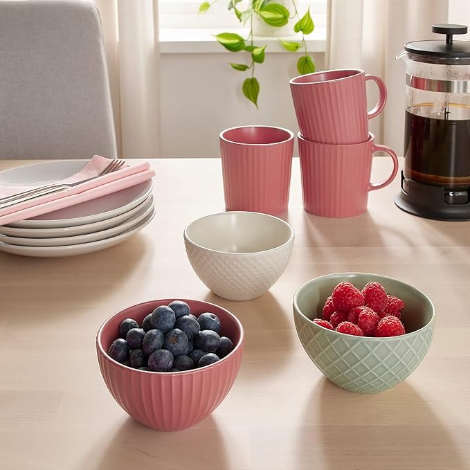 Ikea KEJSERLIG Bowl, Mixed Colours 10 cm ( 3 pack ) & Mug, Dark Pink, 30 cl ( 2 pack )