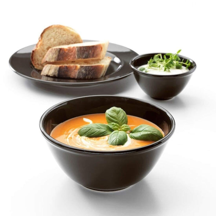 IKEA VARDAGEN Bowl,15 cm  with Plate, 26 cm, dark grey & Cooking tweezers