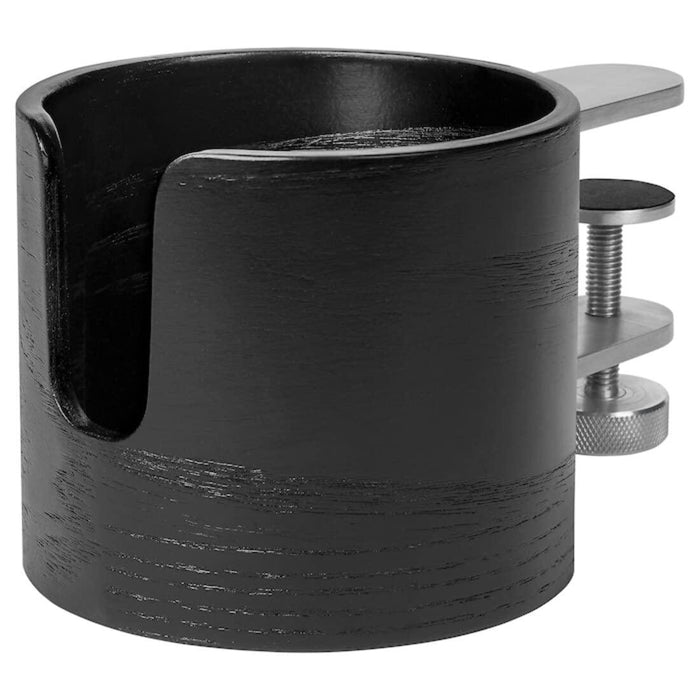 IKEA LÅNESPELARE Mug with lid and straw, black with Mug holder, black