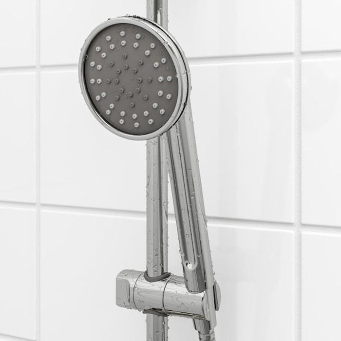 IKEA TISKEN Hand shower park bracket w suc cup, white  WITH Single-spray handshower, chrome-plated