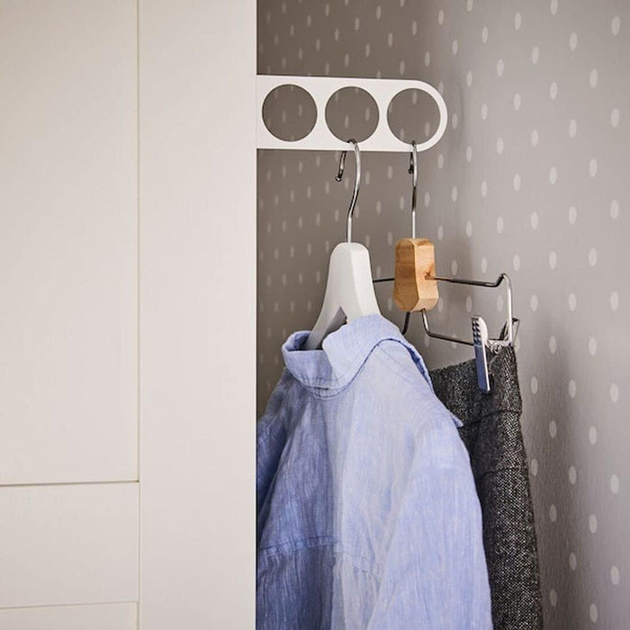 IKEA KOMPLEMENT Valet Hanger, 17x5 cm (6 1/2x2 ") (White) with BUMERANG Skirt hanger, natural.Pack of 2