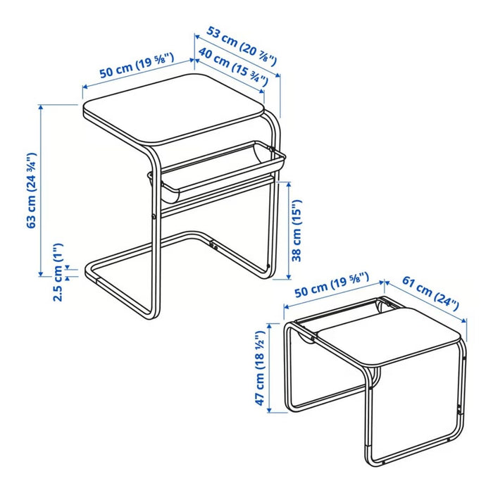 IKEA OLSERÖD Side Table Anthracite/Birch with Hand Towel,White/Dark Blue, 40x70 cm (16x28)