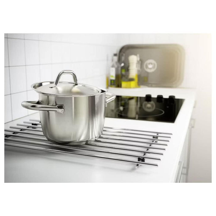 IKEA ALTICKA Kadai wok with lid, 28 cm (11 ")   with  LÄMPLIG Trivet, stainless steel, 50x28 cm.