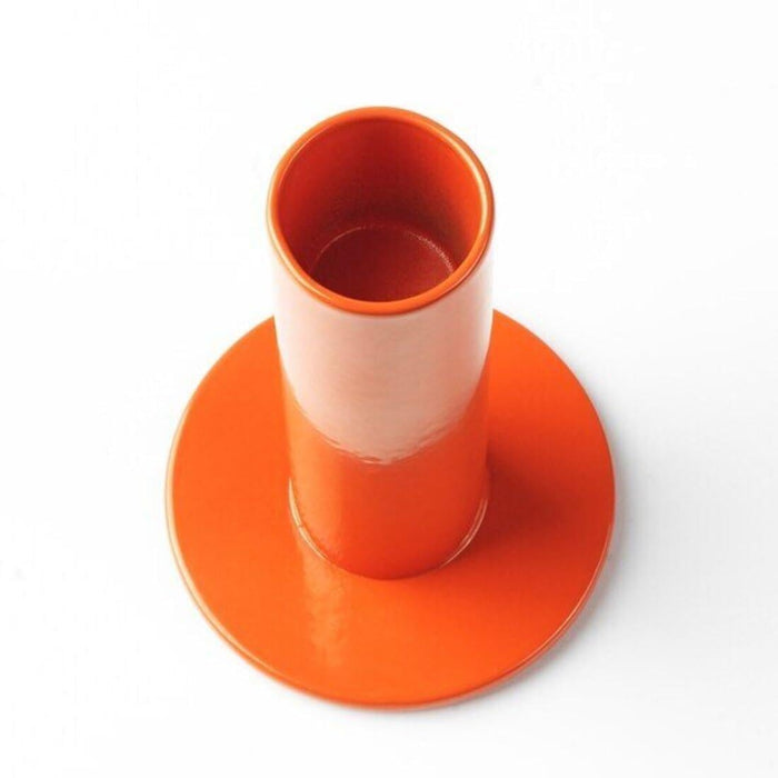 IKEA TUVKORNELL Candle holder, set of 3, orange with  8 pack of Unscented candle, white, 25 cm