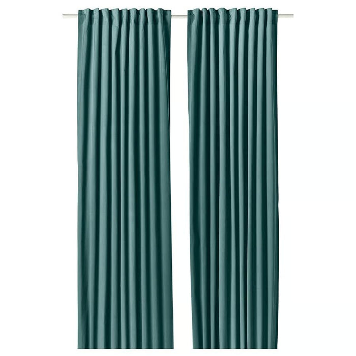 Ikea SANELA Curtains Dark Grey-Turquoise 140x250 cm with Cushion, 40x40 cm