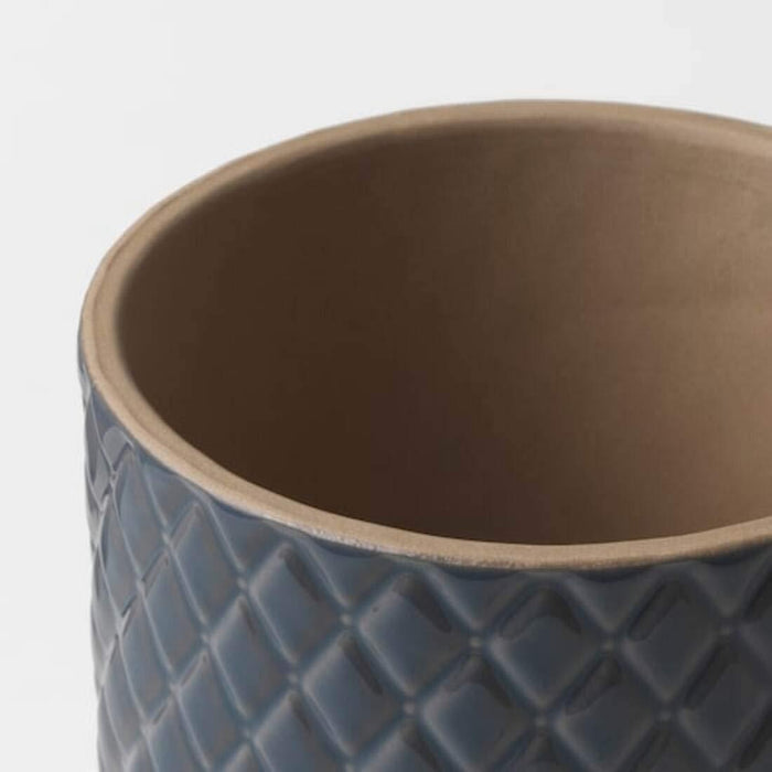 IKEA CHIAFRÖN Plant pot, grey, 9 cm with FEJKA Artificial potted plant, in/outdoor yellow, 9 cm (3 ½ ")