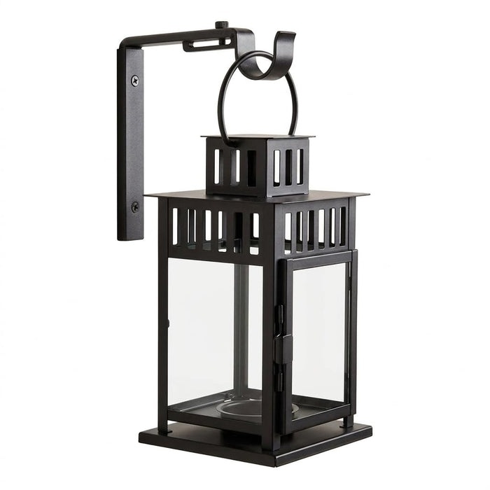 IKEA BORRBY Lantern for tealight, in/Outdoor Black, 20 cm with Wall/Ceiling Bracket, Black