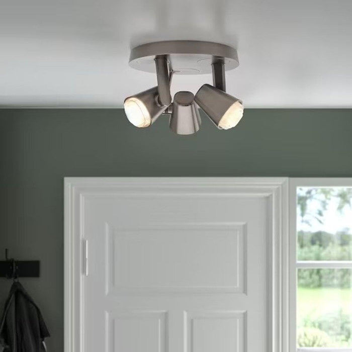 IKEA NYMÅNE Ceiling spotlight with 3 spots, white & MONAZIT Ceiling spotlight with 3 spots, nickel-plated