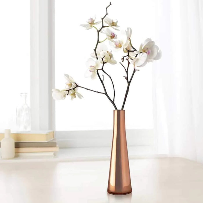 IKEA Vase, copper-colour, 21 cm  WITH Artificial flower, White, 30 cm