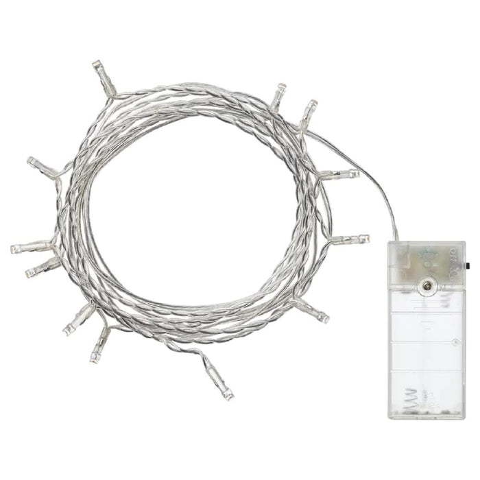 Ikea LED String Lights, White, 12 Lights, 2.1m Length, Battery Operated, Indoor Use with LADDA Rechargeable AAA Batteries