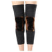 Black leg warmers with brown fur patches on a white background