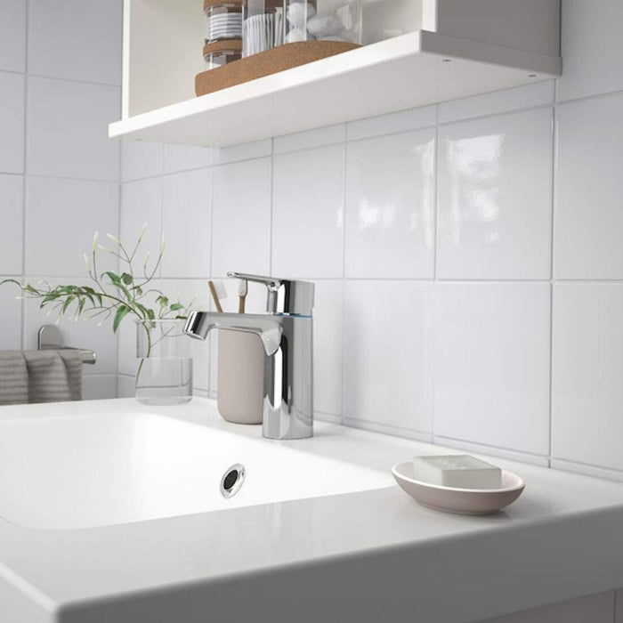 IKEA BALUNGEN Mug, Glass Toothbrush Holder Multipurpose Organizer with Soap Dish, Beige and Washcloth, Dark Beige, 30x30 cm (12x12), Pack of 2