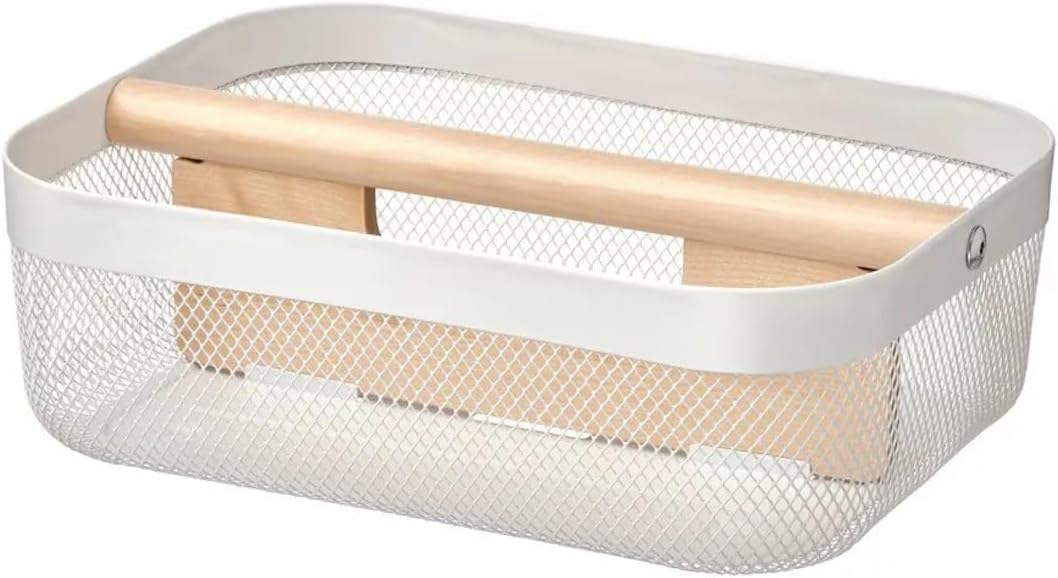 IKEA RISATORP Basket with compartments, white, 33x24x11 cm with Basket, dark grey, 25x26x18 cm