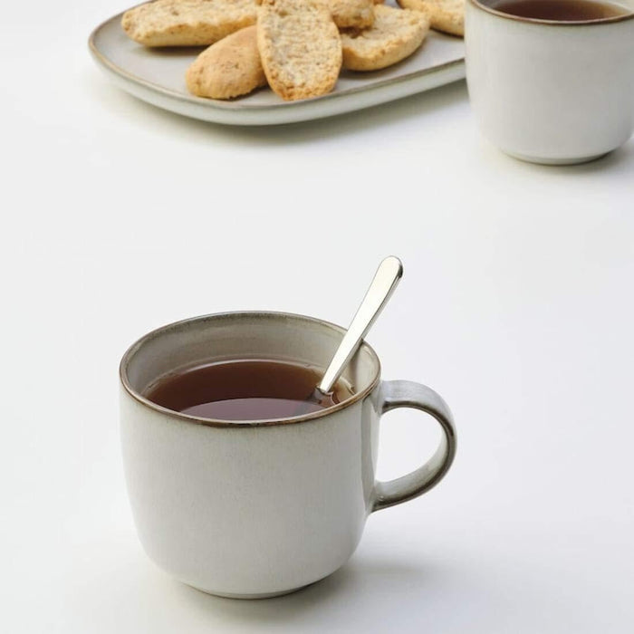 IKEA Tray, bamboo, 25x33 cm with  Mug, grey, 37 cl