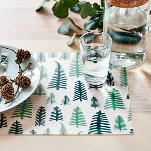 IKEA Paper napkin, patterned light pink/orange, 16x32 cm & Paper napkin, white, 16x32 cm With Place mat, tree pattern white/green, 40x30 cm(Pack-2)