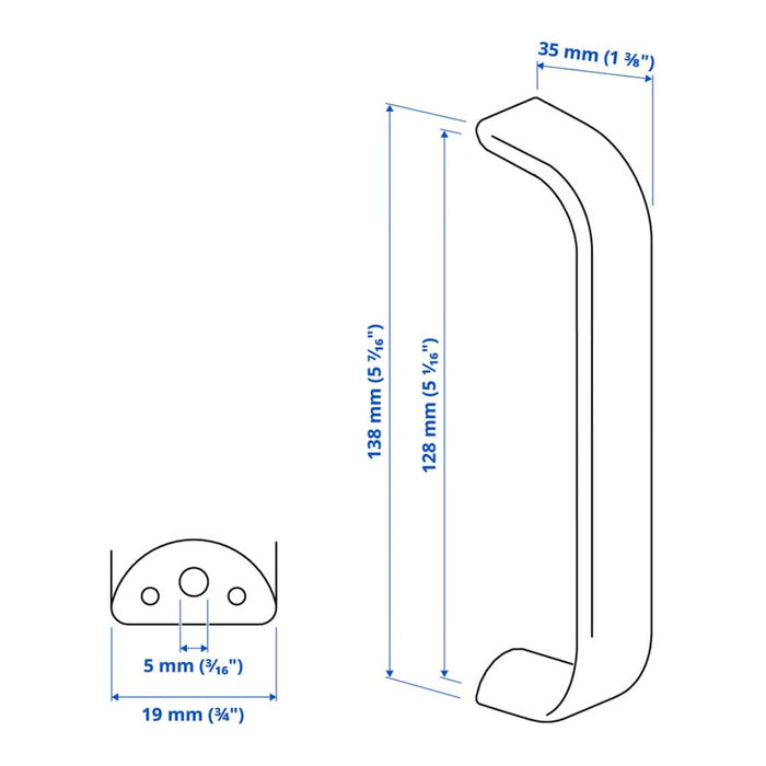 IKEA KALERUM Handle, stainless steel colour, 138 mm (5 7/16 "), 2 pack with Paper napkin, patterned/flower, 16x32 cm (100 Pack)