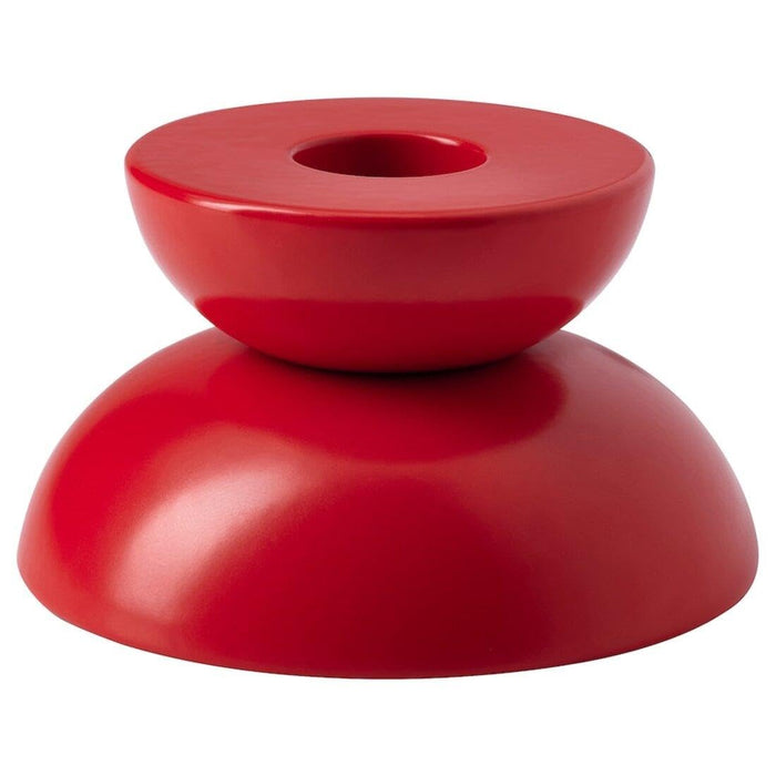 IKEA Tealight holder/candle holder, red, 5 cm with Unscented candle, red, 25 cm