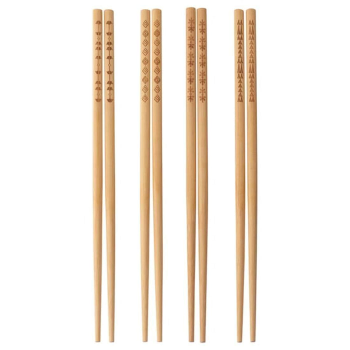 IKEA White Ceramic Bowl with Bamboo Chopsticks Set, 4 Pairs, Decorative Patterns, Includes Tissue Boxes