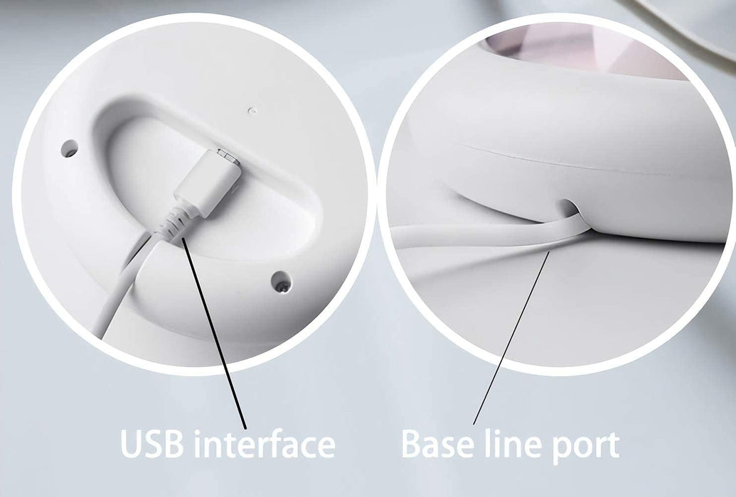 Close-up of a USB interface and base line port on a white background