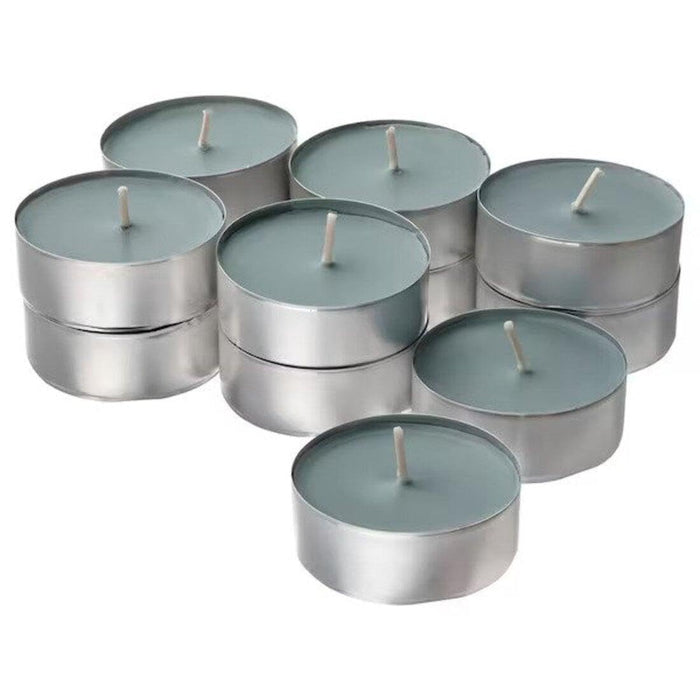 IKEA BERGGRAN Candle holder, anthracite, 7 cm with  Scented candle in metal cup, Mountain air/turquoise, 9 hr (540 min)