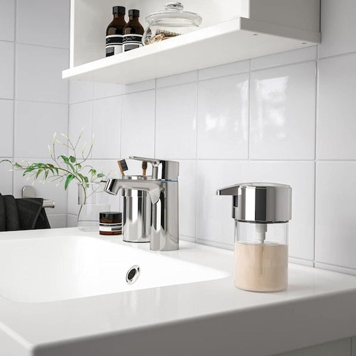 IKEA BROFJÄRDEN Soap dish, chrome effect with Toothbrush holder, chrome-plated and  Washcloth, turquoise/mélange, 30x30 cm (12x12 ")