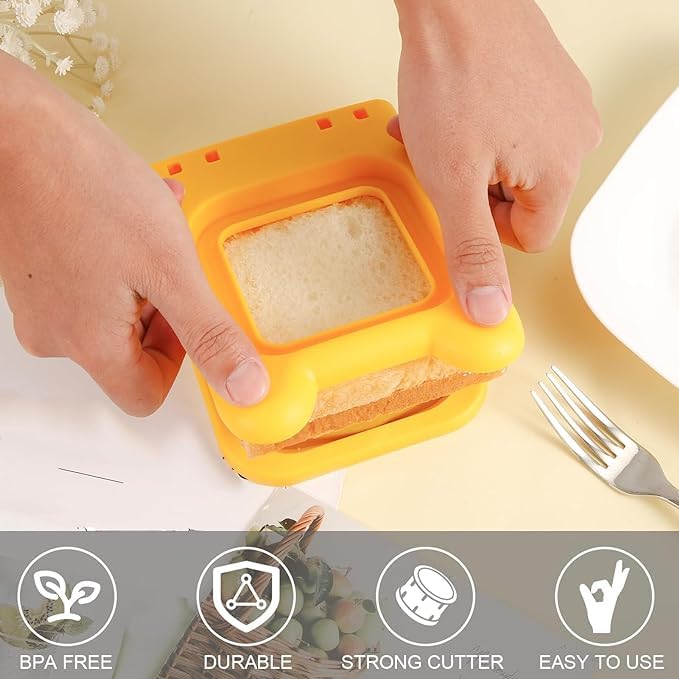 Digital Shoppy Creative Breakfast Making Sandwich Cutter Hemming Square Sandwich Kitchen Gadgets, yellow