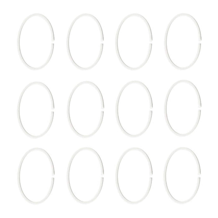 IKEA HASSJON shower curtain ring 12pack with  LUDDHAGTORN Shower curtain, grey, 180x200 cm  and BOTAREN Shower curtain rod, white, 70-120 cm