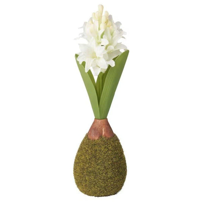 IKEA VINTERFINT Vase, dark green, 13 cm with Artificial flower, Hyacinth white, 22 cm