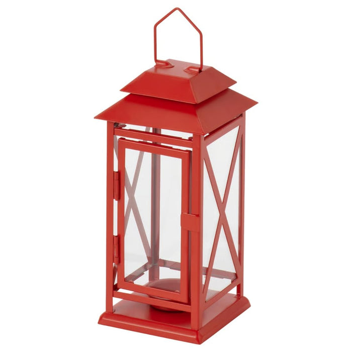 IKEA VINTERFINT Lantern/tealight, Indoor/Outdoor, Bright red, 22 cm with Wall/Ceiling Bracket, Black