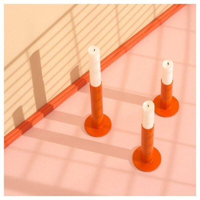 IKEA TUVKORNELL Candle holder, set of 3, orange with  8 pack of Unscented candle, white, 25 cm