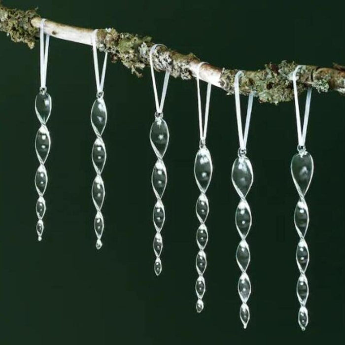 IKEA VINTERFINT Hanging decoration, set of 2, handmade  WITH Hanging decoration, icicle-shaped clear glass, 16 cm (6 ¼ ")