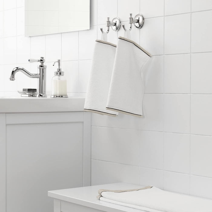 Ikea Hanger with Clip, (1 pair) Stainless Steel, White, with Washcloth 30x30 cm, Slide-on Design, 2 Pieces