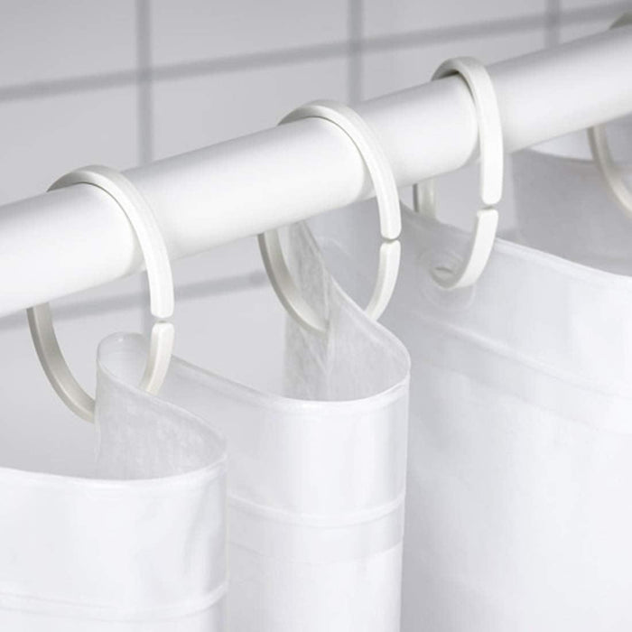 IKEA VIKARN/HASSJON Shower curtain rod, white with shower curtain ring 12pack
