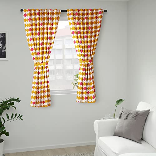 IKEA AROMATISK Curtain, multicolour, 145x150 cm (57x59 ") with Hand towel, yellow, 40x70 cm