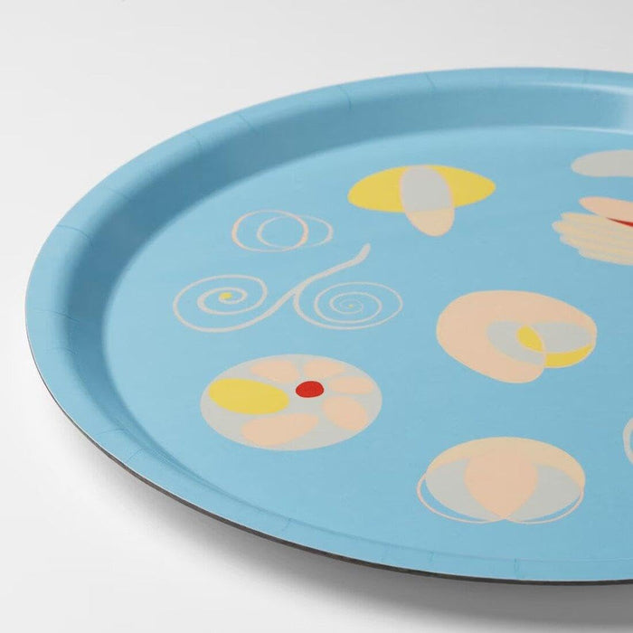 IKEA VÅRFEST Tray Set – Patterned Light Blue (32 cm) with Dark Grey Cup & Saucer (9 cl)