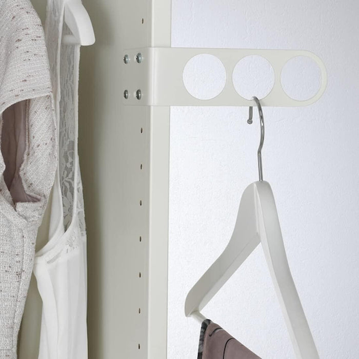 IKEA KOMPLEMENT Valet Hanger, 17x5 cm (6 1/2x2 ") (White) with BUMERANG Skirt hanger, natural.Pack of 2
