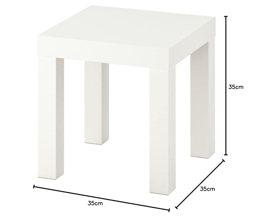 IKEA LED work lamp, white/brass-colour with Side table, white35x35 cm (13 3/4x13 3/4 ")