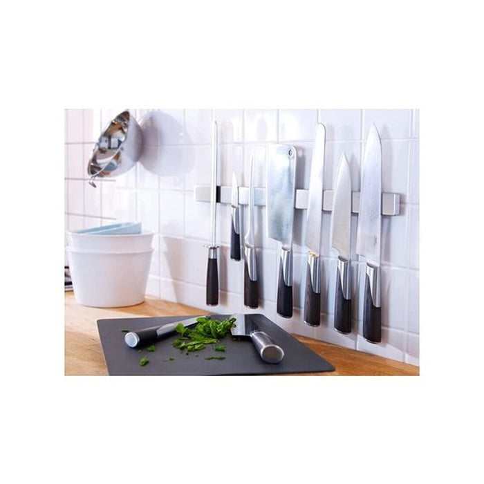 IKEA Kungsfors/MÅNÖGA /FÖRSLAG Magnetic knife rack, stainless steel, 56 cm withScissors, stainless steel/black and 3-piece knife set