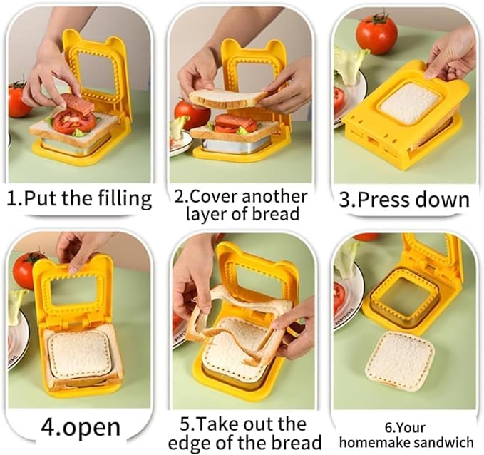 Digital Shoppy Creative Breakfast Making Sandwich Cutter Hemming Square Sandwich Kitchen Gadgets, yellow