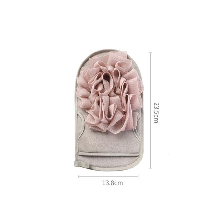 Digital Shoppy Decorative Bath Gloves, White and Pink