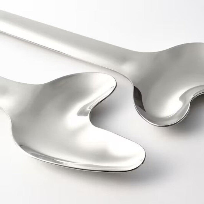 IKEA ÖMSESIDIG 2-piece serving set, stainless steel with  Serving bowl, white, 28x24 cm