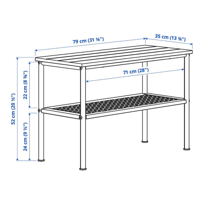 Ikea NIPÅSEN Bench with Shoe Storage and BAGGMUCK Mat, Black and Grey, 79x52cm, Indoor & Outdoor Hallway Organiser