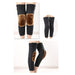 Black knee pads with brown fur patches on a white background