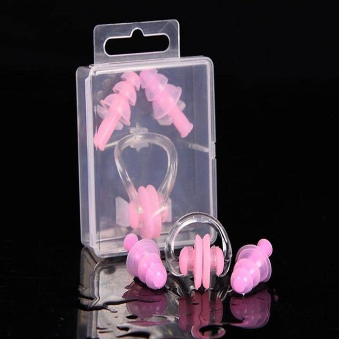 Digital Shoppy Baby Care Ear Nose Navel Cleaning Tweezers Safety Forceps Plastic Cleaner Clip (PINK) with (pink)  Silicone Swimming Nose Clip with Ear Plugs Set for Swimming or Other Watersports