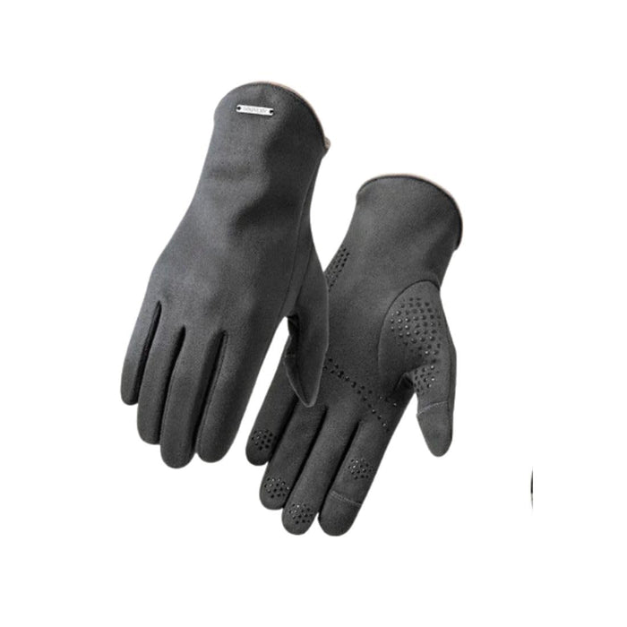 Digital Shoppy Men's Outdoor Cycling Warm Fleece Thickened Gloves, Grey