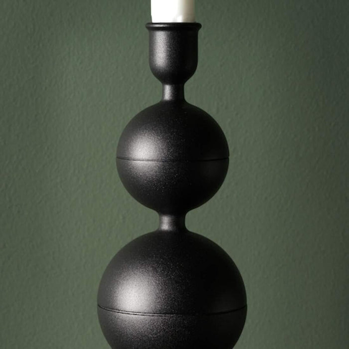 IKEA Candle stick, dark grey, 36 cm with Unscented candle, white, 25 cm