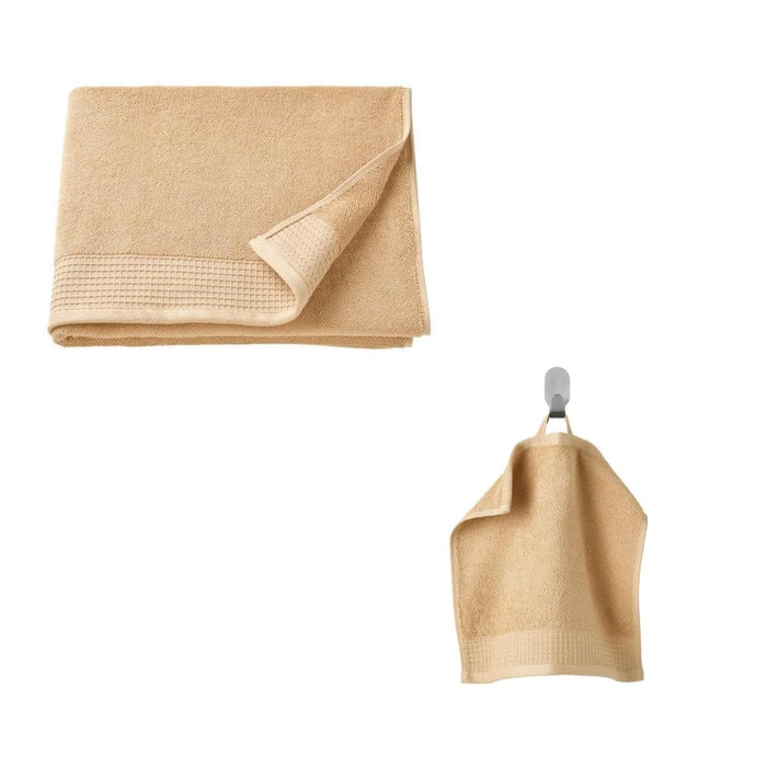 Ikea VINARN Washcloth (30x30 cm) and Bath Towel Light Yellow(70x140 cm)